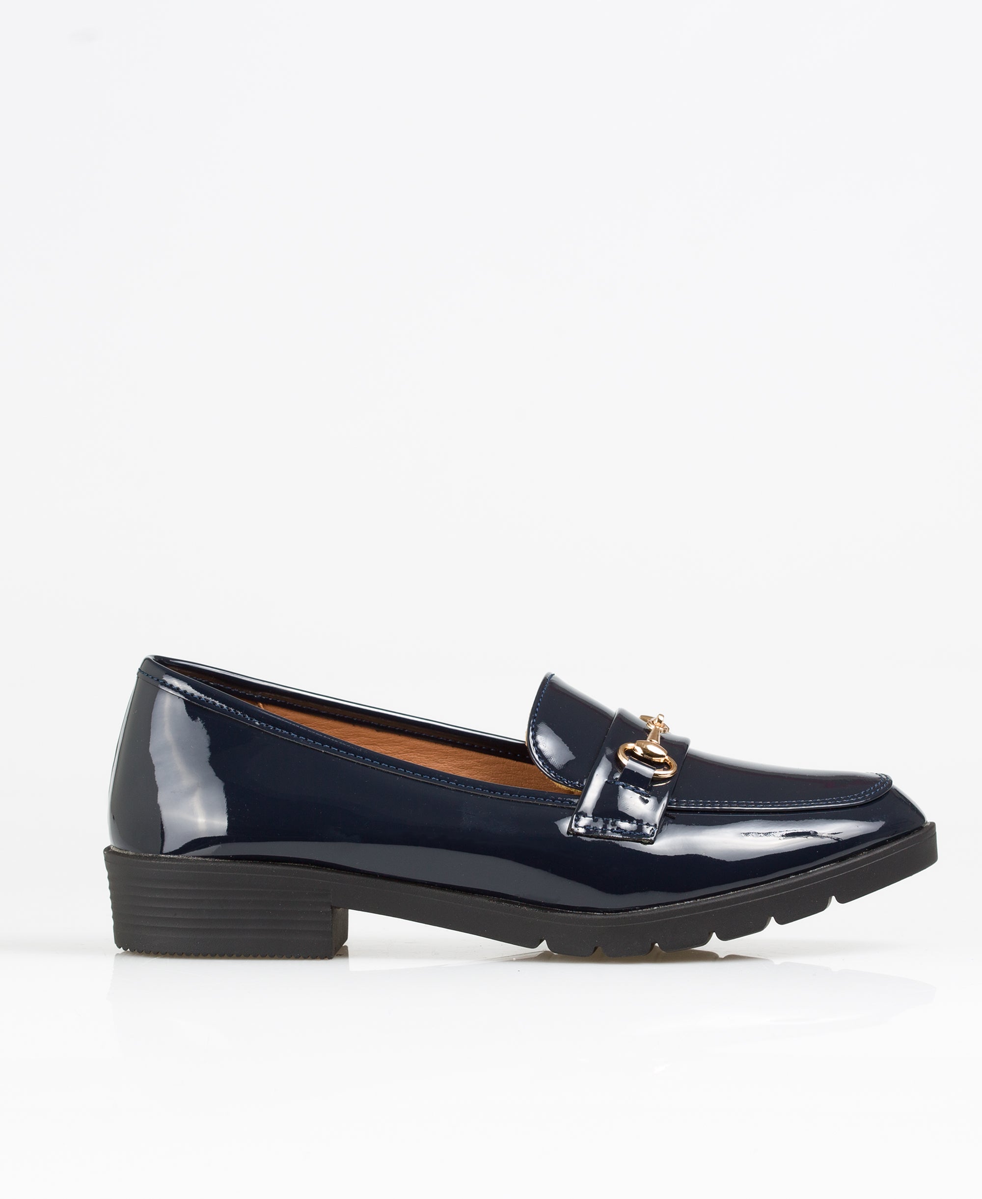 KRISP Patent Penny Loafers with Buckle (11018)